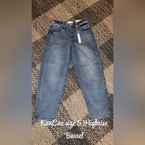 KanCan Women's High-Rise Barrel Jeans - Medium Blue